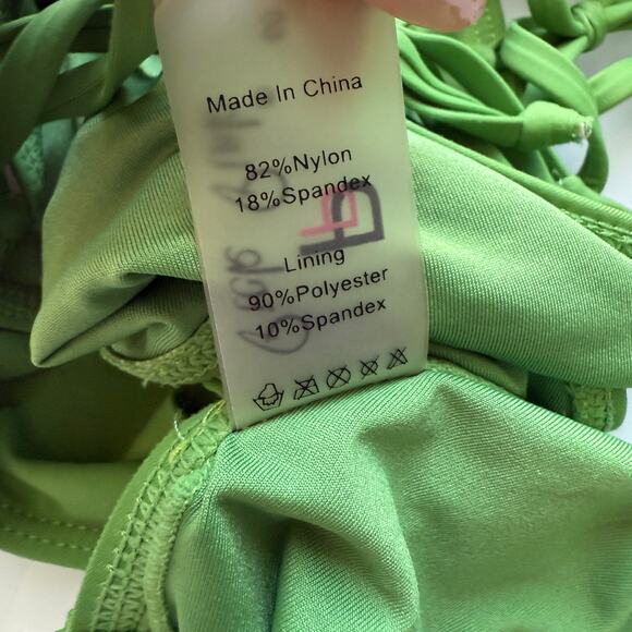 Pink Pink sz S Green Tie String Bikini Swimsuit Set Y2K‎ Micro Swim - Picture 5 of 8